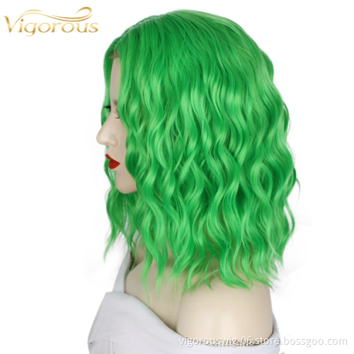 Glueless Cosplay For Women Pre Plucked Hot Selling Heat Resistant Short Under $20 Curly Lace Front Synthetic Hair Wigs